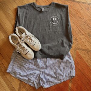 Grey Smiley Muscle Junk T Shirt